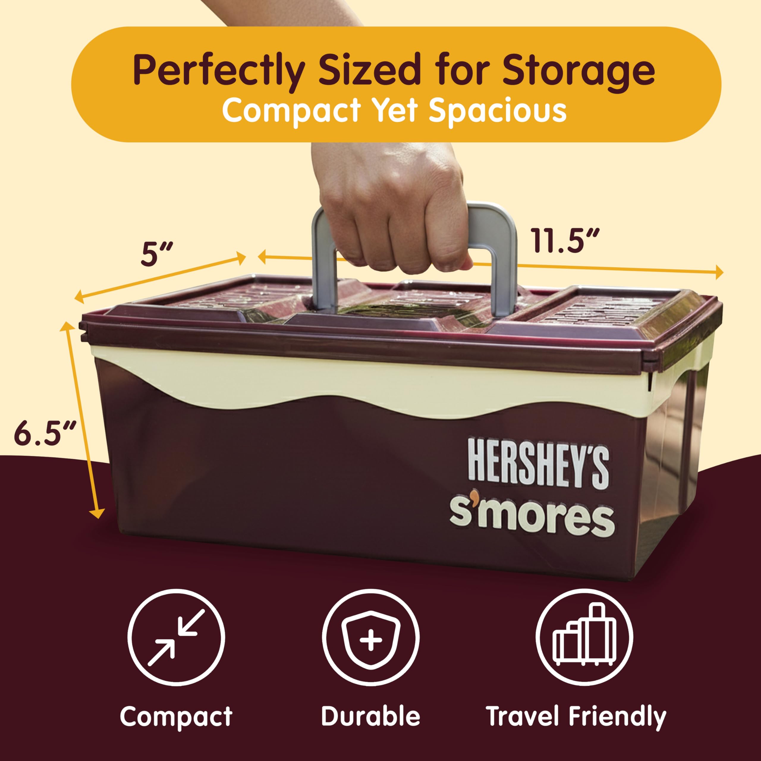 Lid on Mr. Bar-B-Q Hershey's Smores Caddy secures contents during transit