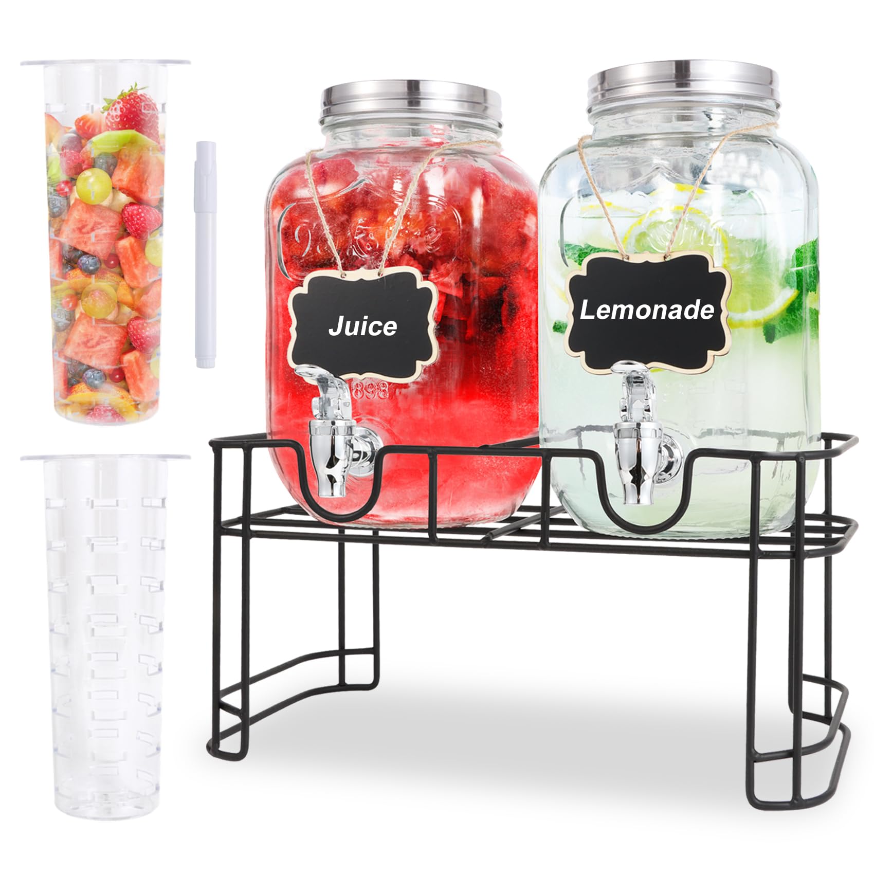MR.KIANGCI 1 gallon glass drink dispenser for parties, smooth pour setup.