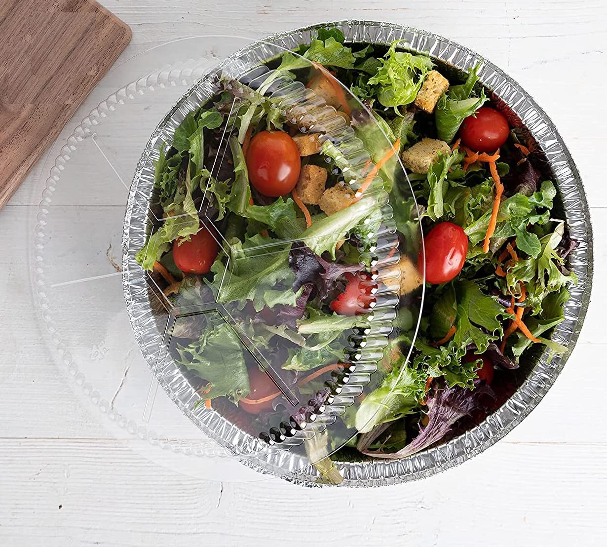 Mr Miracle 8-inch foil pans with clear lids aid easy cleanup and serving.