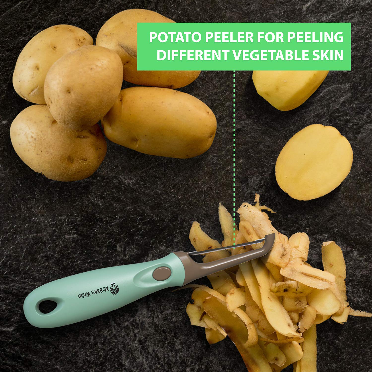 Mr&Mrs White straight peeler ideal for potatoes and apples.
