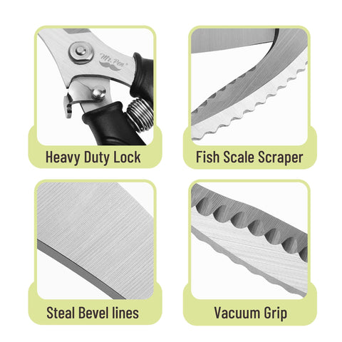 Mr. Pen heavy-duty poultry shears blade close-up stays sharp