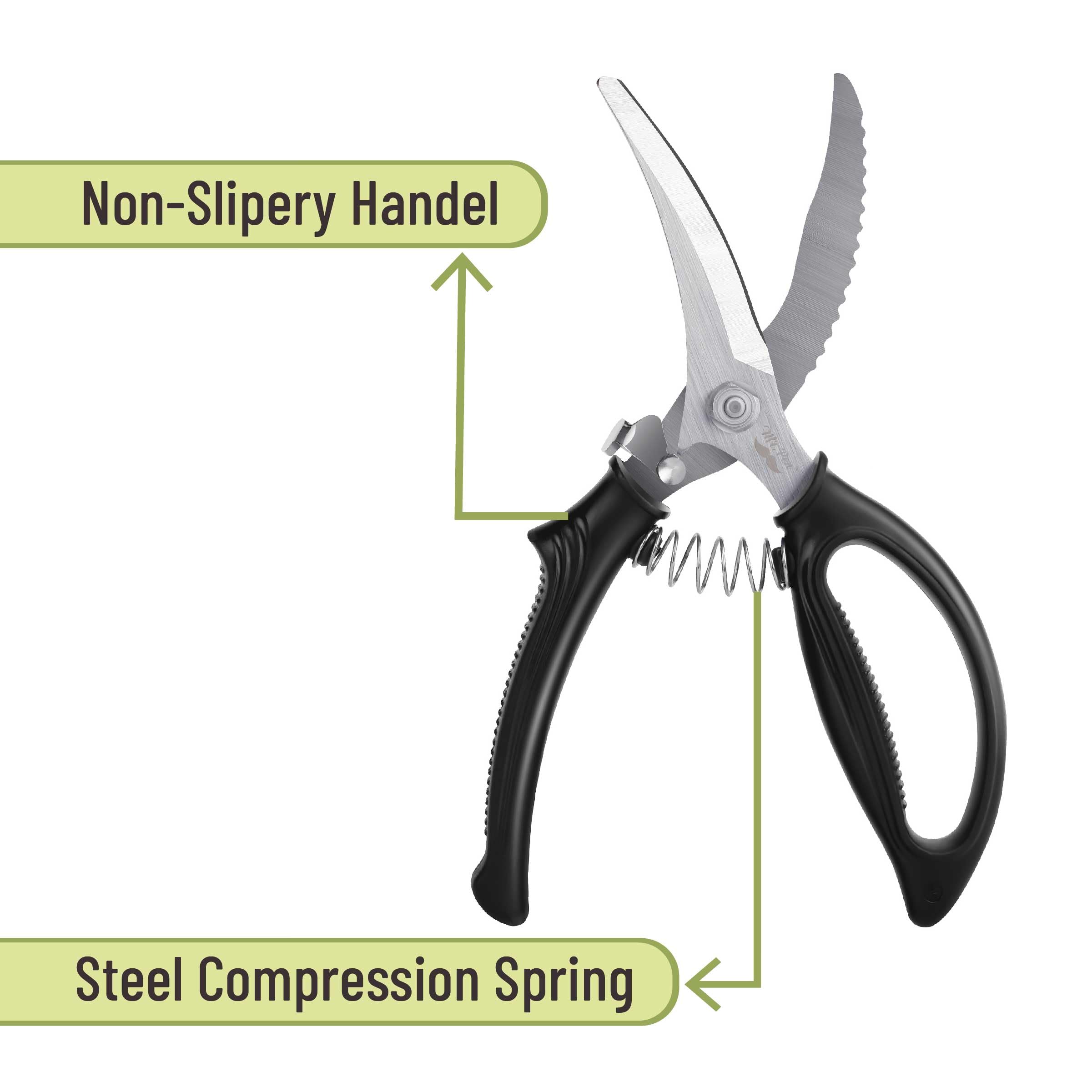 Mr. Pen heavy-duty poultry shears open cutting action in use