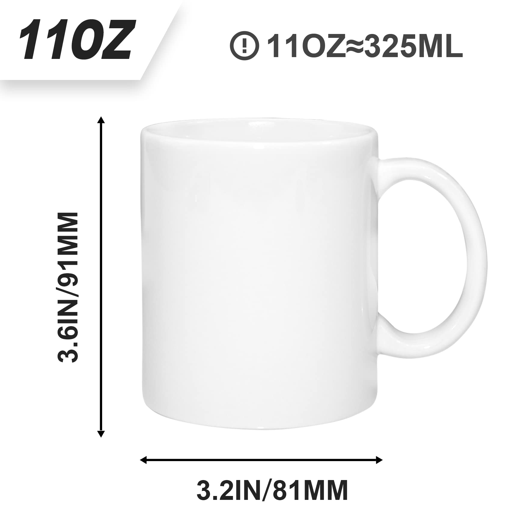 MR.R white ceramic 11oz mug with glossy finish, perfect for hot drinks