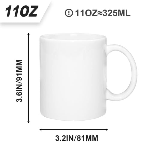 MR.R white ceramic 11oz mug with glossy finish, perfect for hot drinks