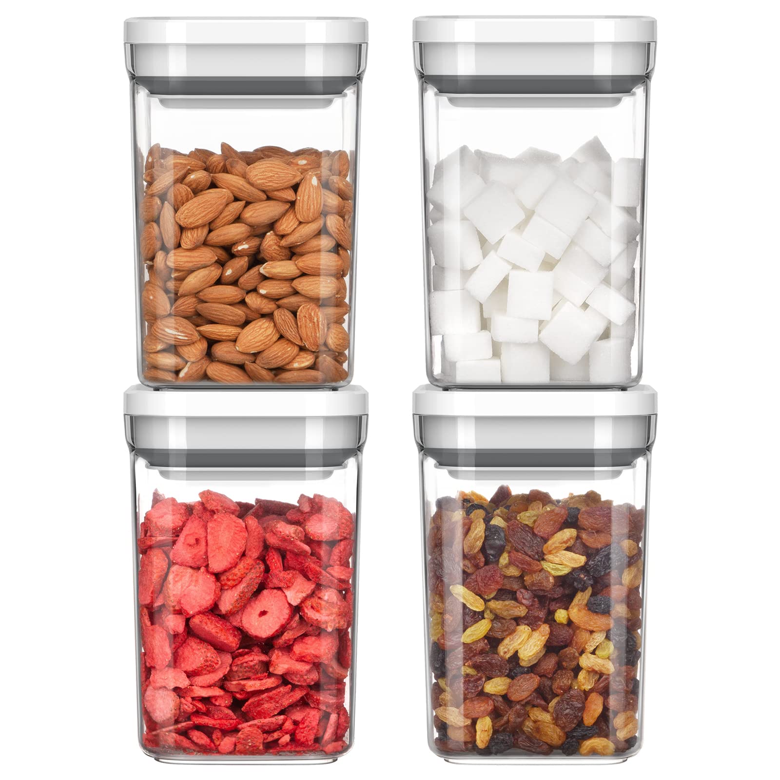 MR.SIGA four-pack airtight containers keep snacks fresh and neatly organized in the pantry.
