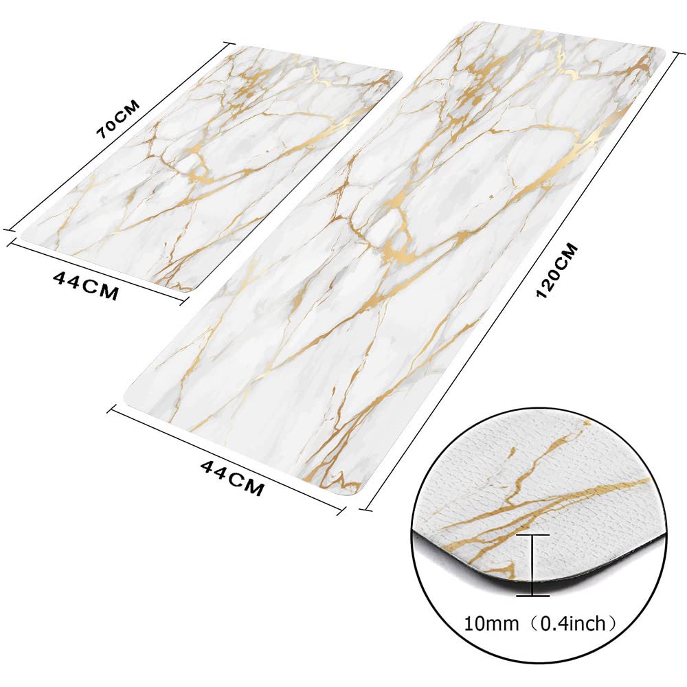 Mrcrypos Gold White Kitchen Mat non-slip surface helps keep your area secure