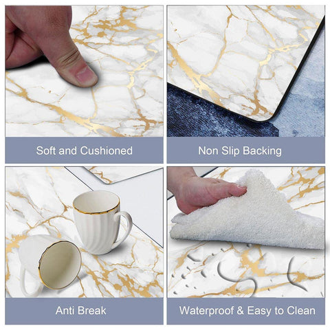 Mrcrypos Gold White Kitchen Rug waterproof surface protects floors from spills