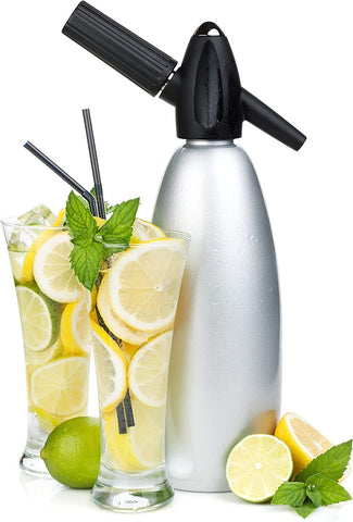 MrFizz Leland 1-liter soda siphon setup enables easy at-home carbonation.