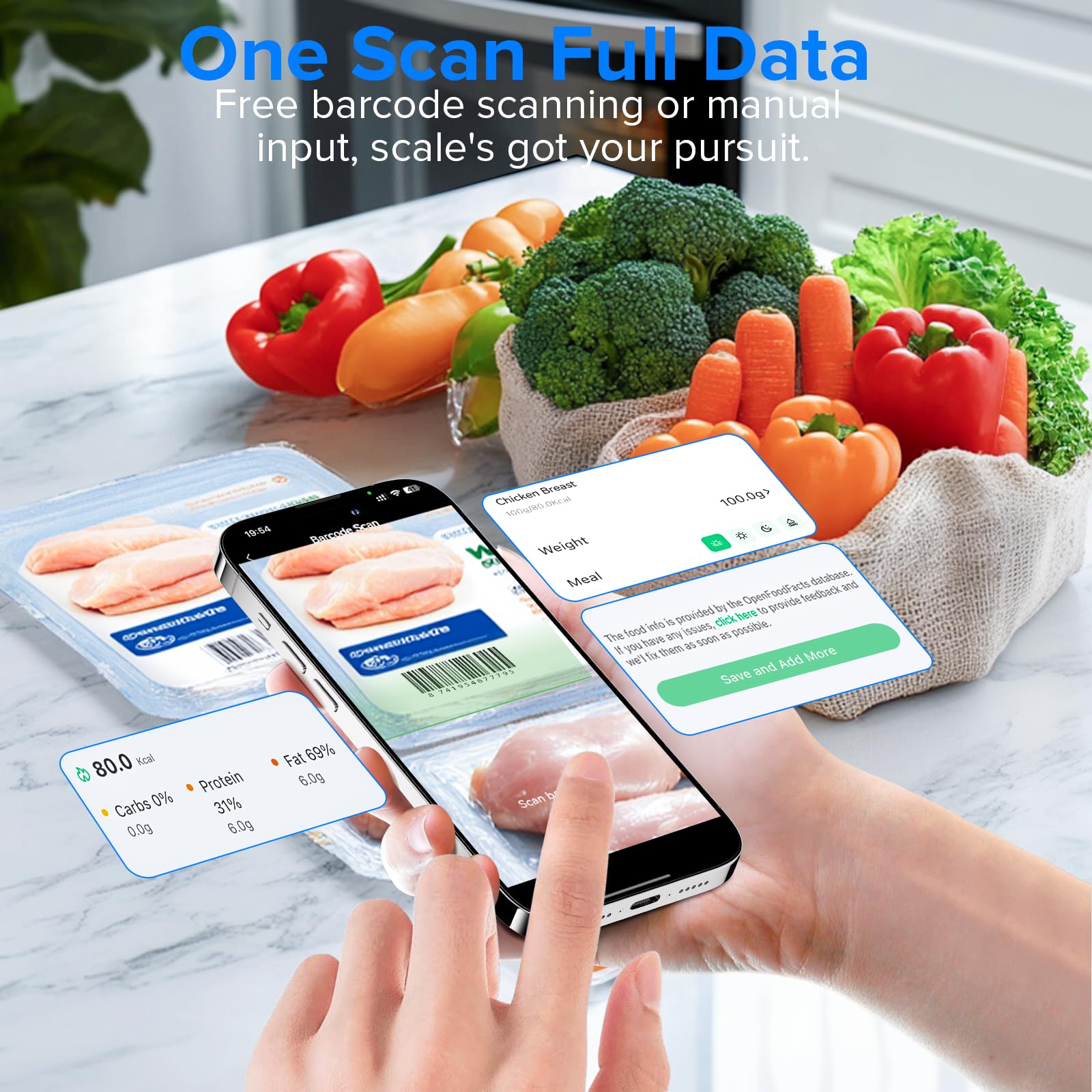 MrOwner smart scale with an easy-clean body fits in any drawer.