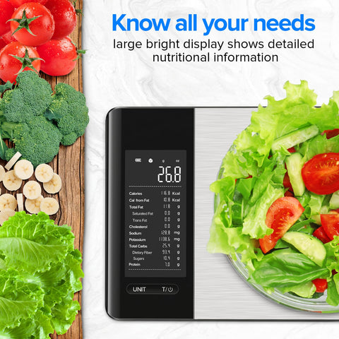 MrOwner smart scale LCD display shows calories and macros at a glance.