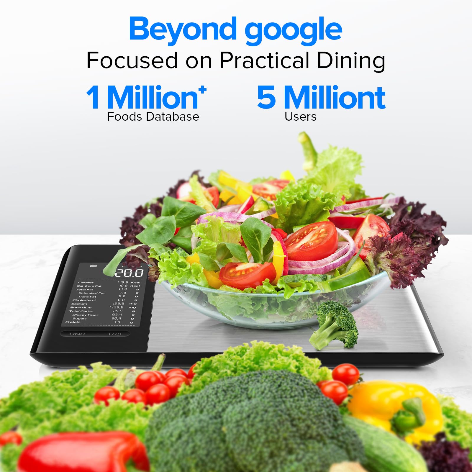 MrOwner smart scale offers three-gram precision for accurate ingredient measurements.
