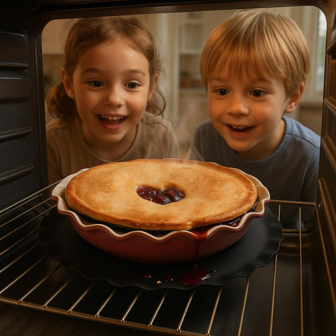 Mrs. Anderson’s Baking Pie Drip Catcher Pan has premium non-stick coating for easy cleanup.