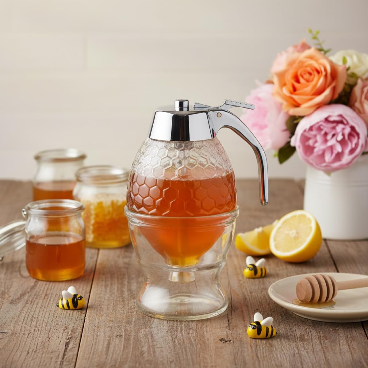 Mrs. Anderson's Baking dispenser on storage stand keeps syrups organized