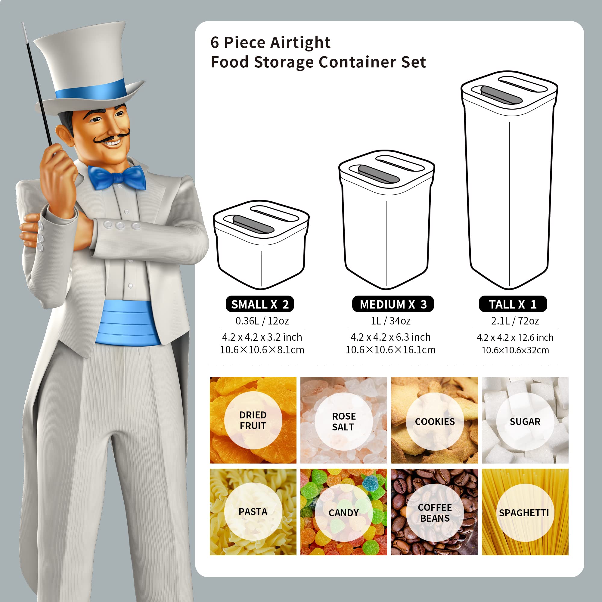 MR.SIGA medium containers keep pasta and beans organized with clear visibility