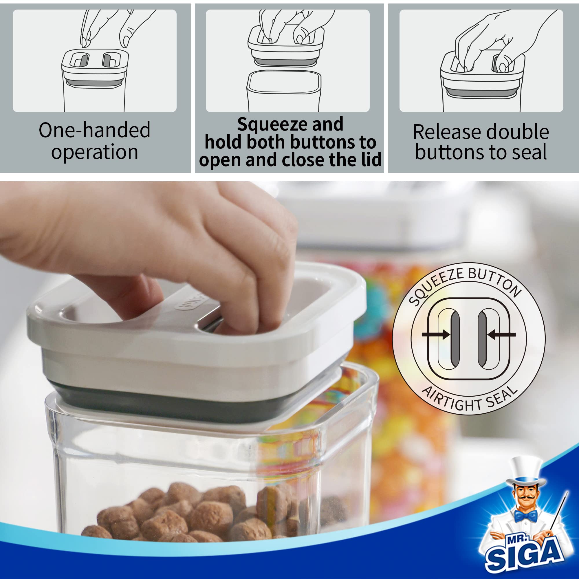 MR.SIGA 34 oz medium containers ideal for pasta, nuts.
