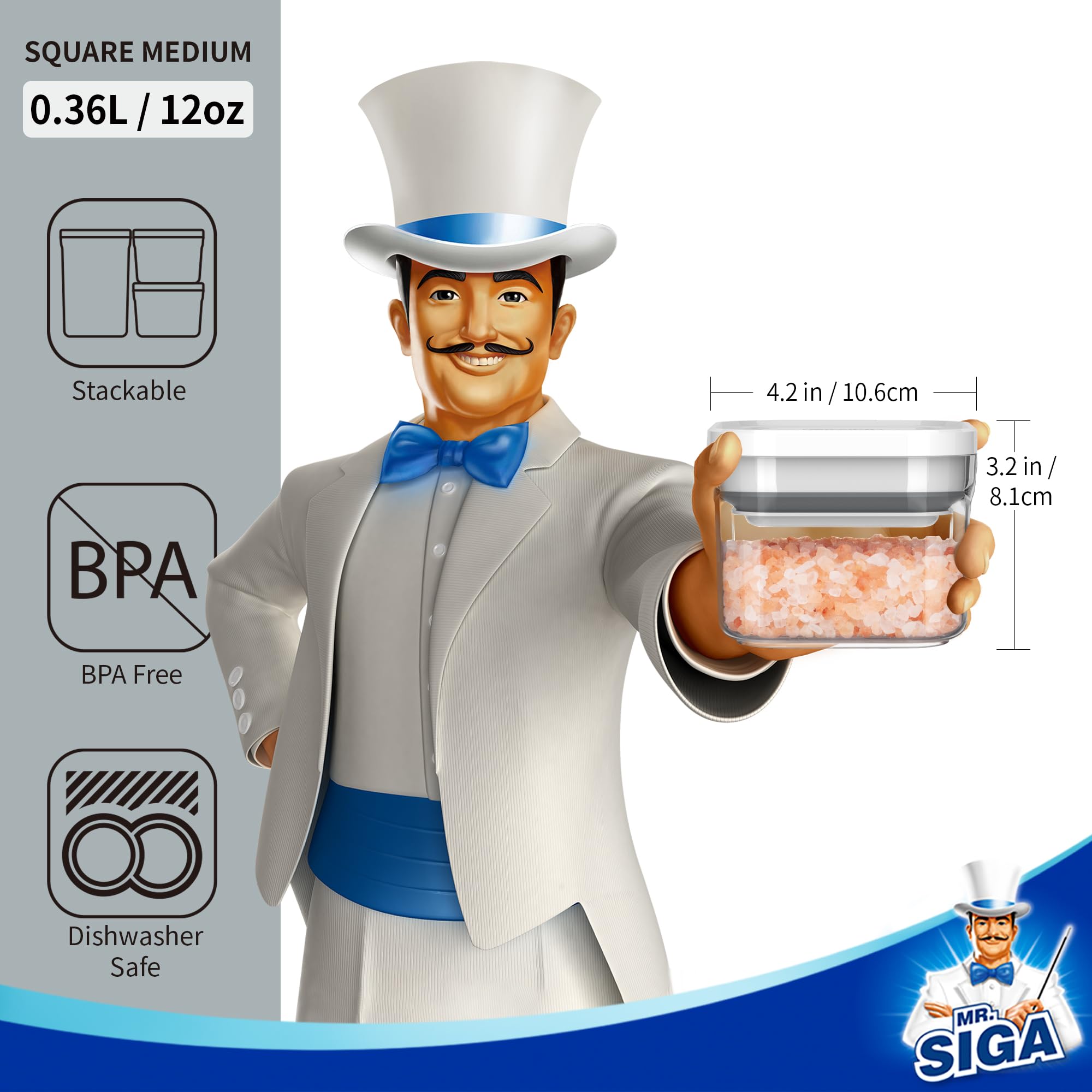 MR.SIGA one-handed operation close-up demonstrates easy lid squeeze