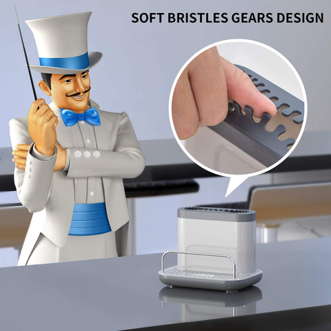 MR.SIGA sink caddy with bristle divider keeps brushes separated and easy to grab.