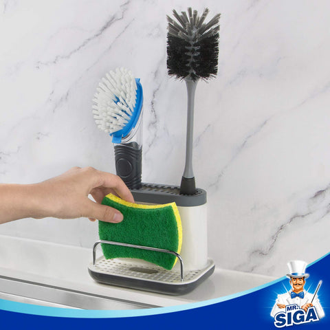 MR.SIGA sink caddy detachable base with ventilation helps quick drying of sponges.