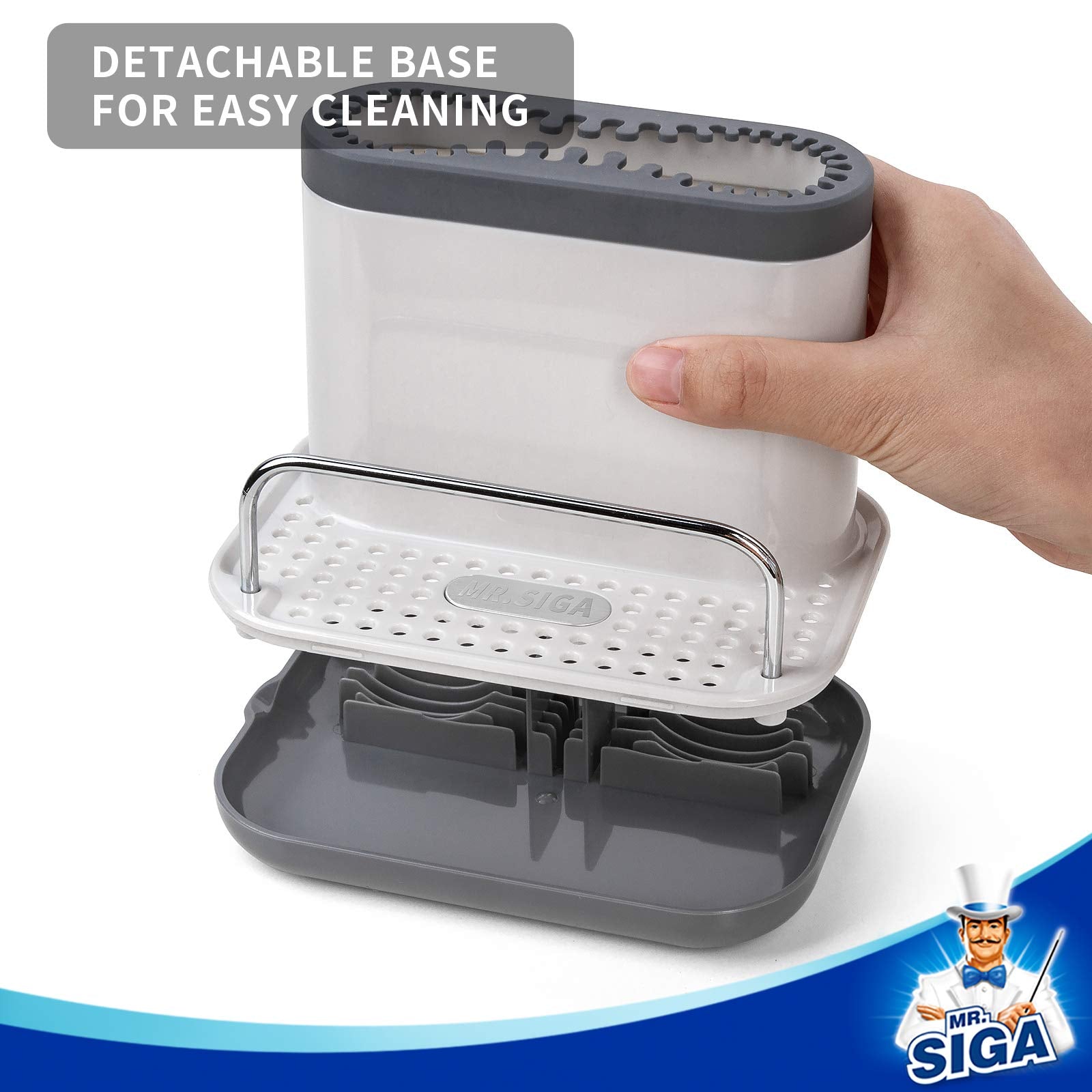 MR.SIGA sink caddy drip tray catches water and reduces countertop mess.