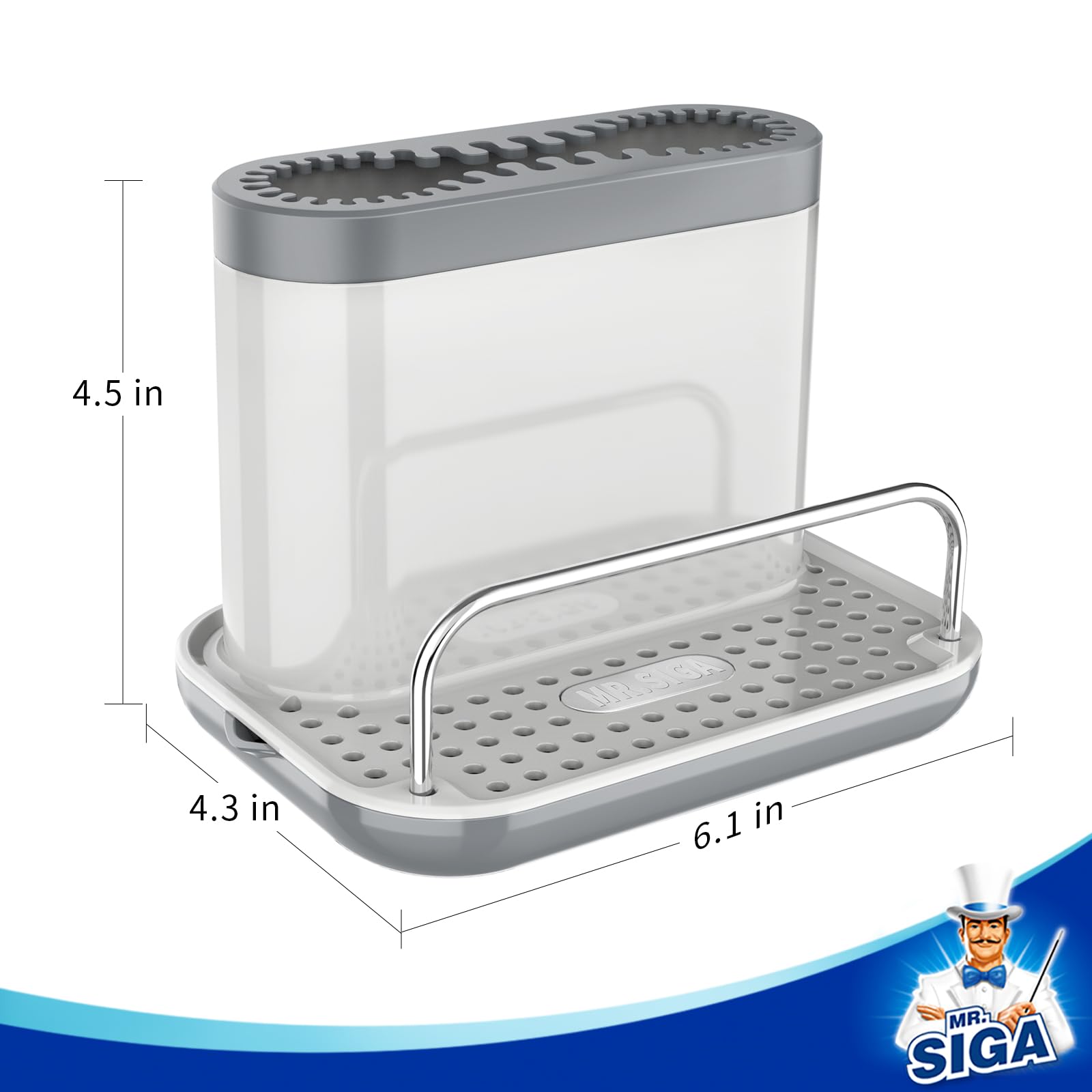 MR.SIGA sink caddy white gray finish adds modern style.