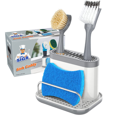 MR.SIGA sink caddy front compartments keep sponges handy and organized.