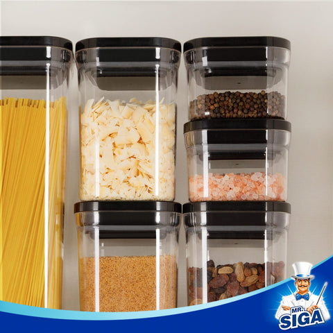 MR.SIGA stackable design maximizes cabinet space and organization