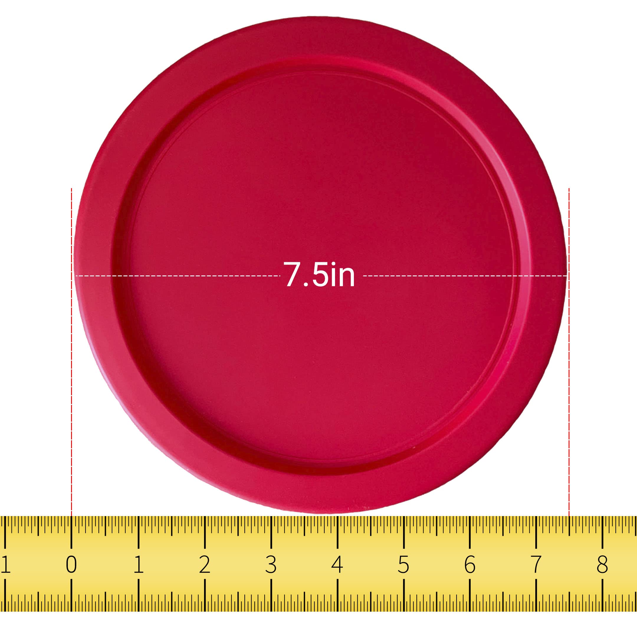 Red 7.5-inch round lid provides tight, leak-resistant seal for leftovers