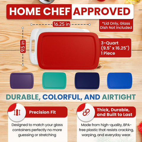 MRX Solutions lid covers Pyrex C233 to keep contents fresh.