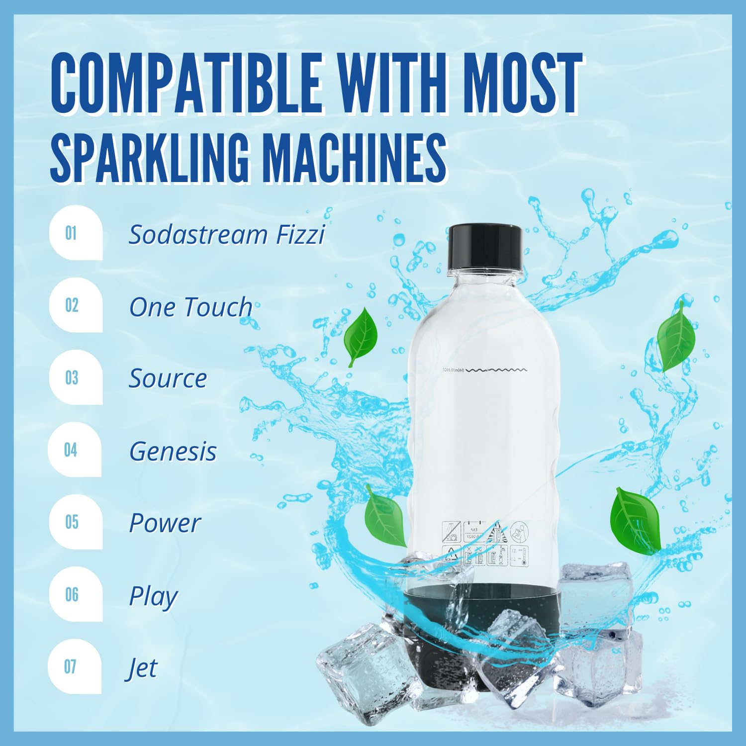 MRX Solutions 1L bottle compatible with multiple SodaStream models