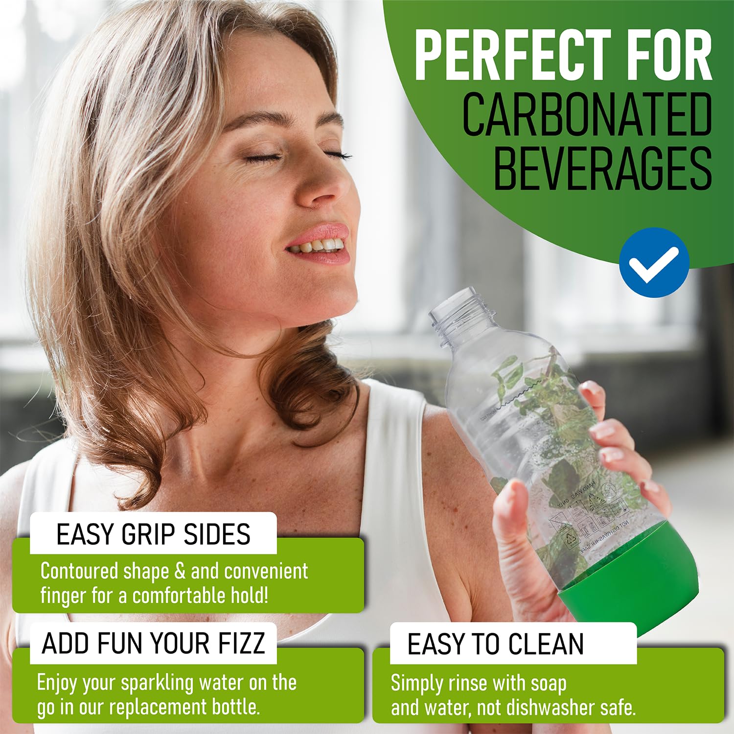 MRX Solutions BPA-free bottle close-up highlights safe material.
