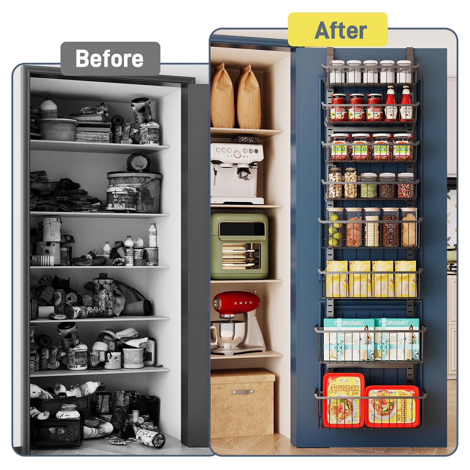 MSERCUOR cosmetics and snacks organizer for vanity or pantry use