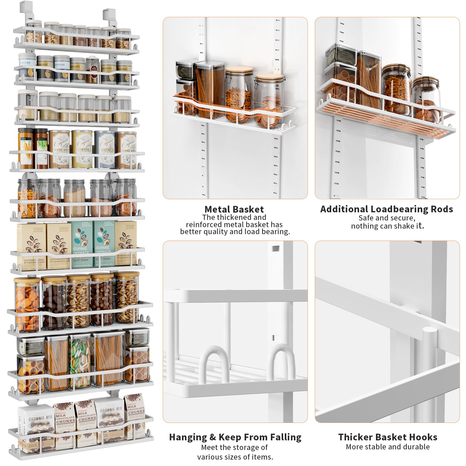 MSERCUOR door spice rack installation shows easy tool-free setup