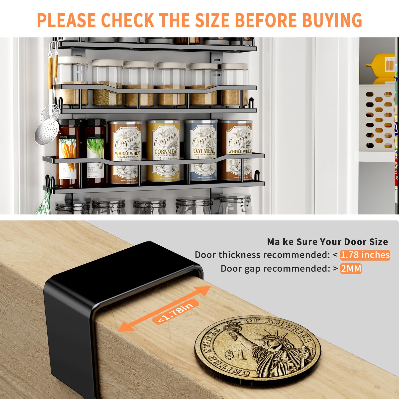 MSERCUOR easy-install over-door system fits most doors without drilling.