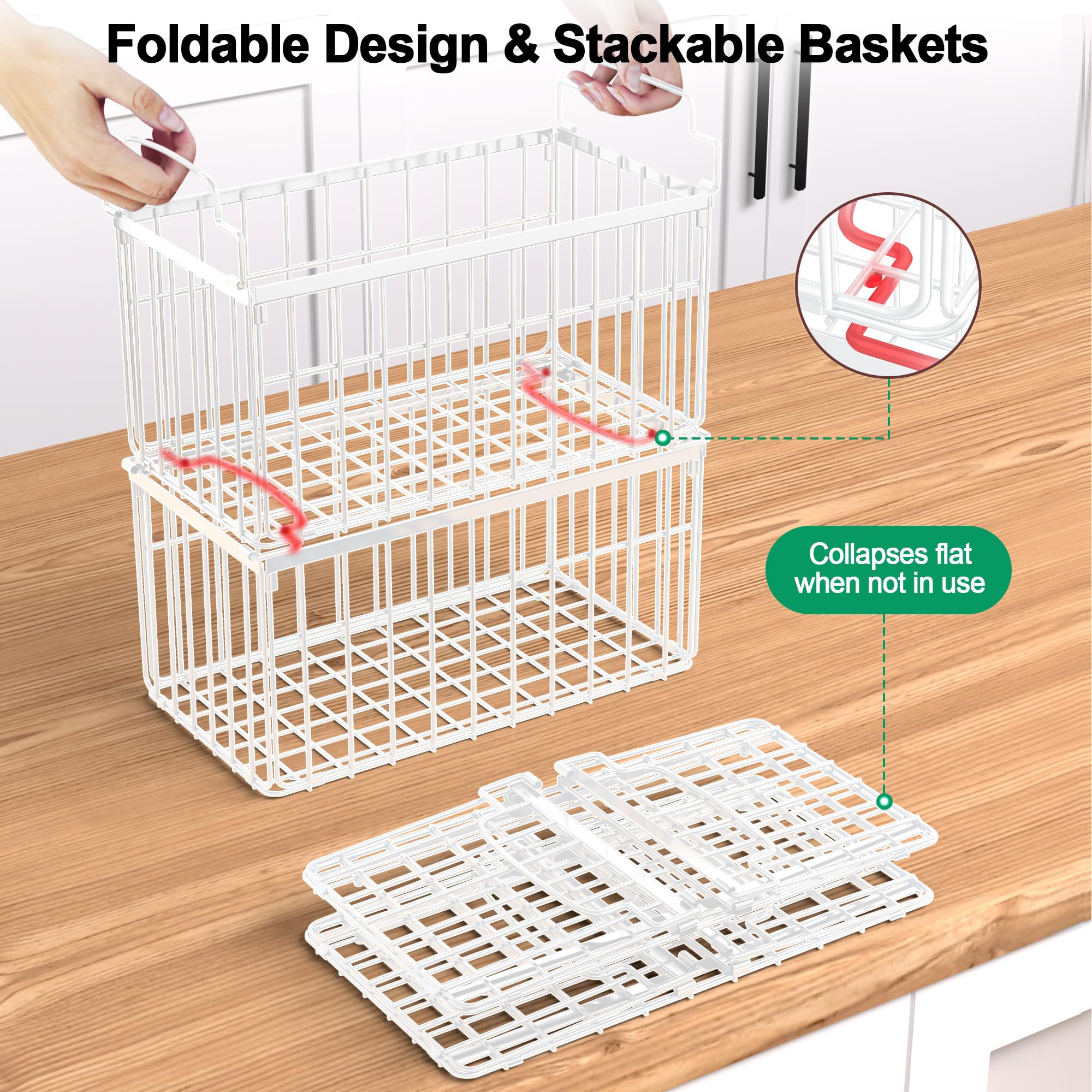 MSERCUOR foldable baskets with handles for easy stocking and transport