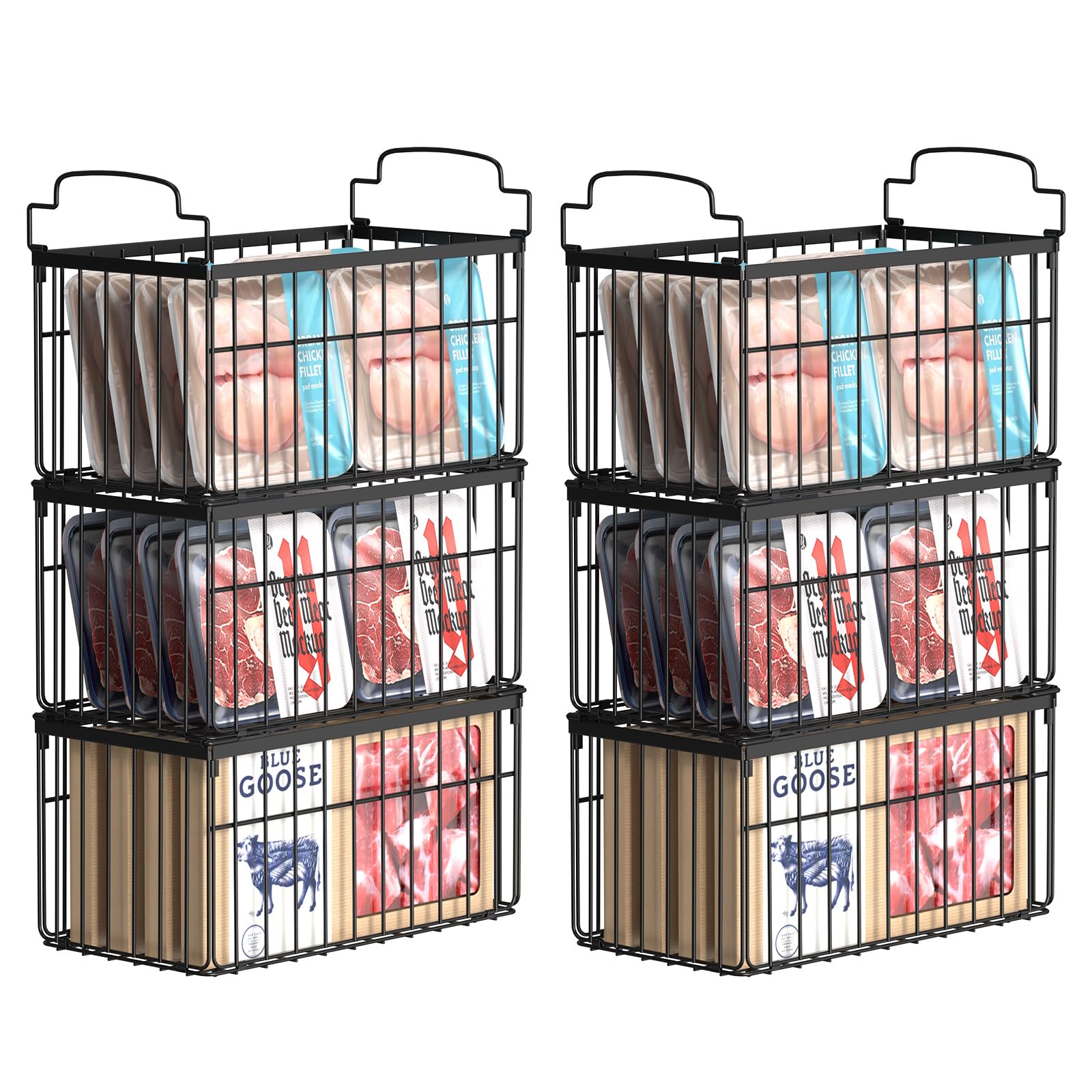 MSERCUOR freezer bin stackable front view improves access in a 5/7 cu ft chest freezer.