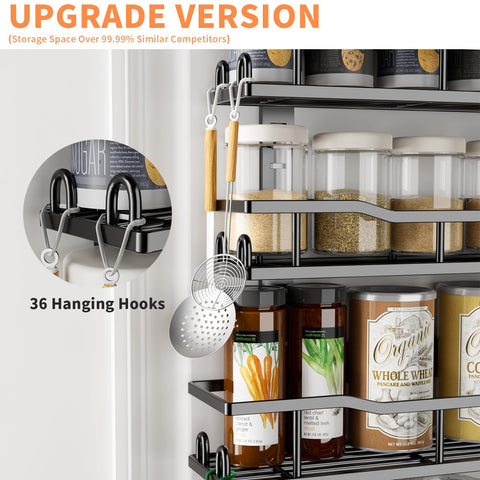 MSERCUOR metal spice rack features rust-resistant coating for durable kitchen storage.