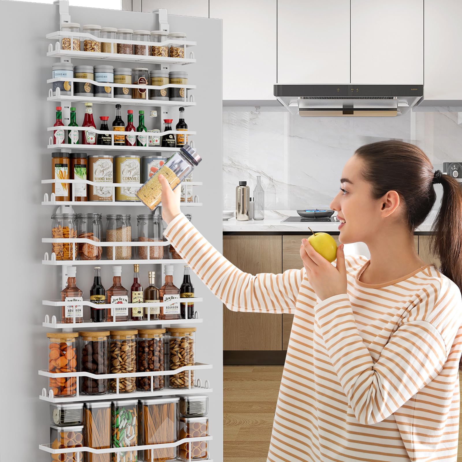 MSERCUOR white over-door organizer blends with decor and saves space