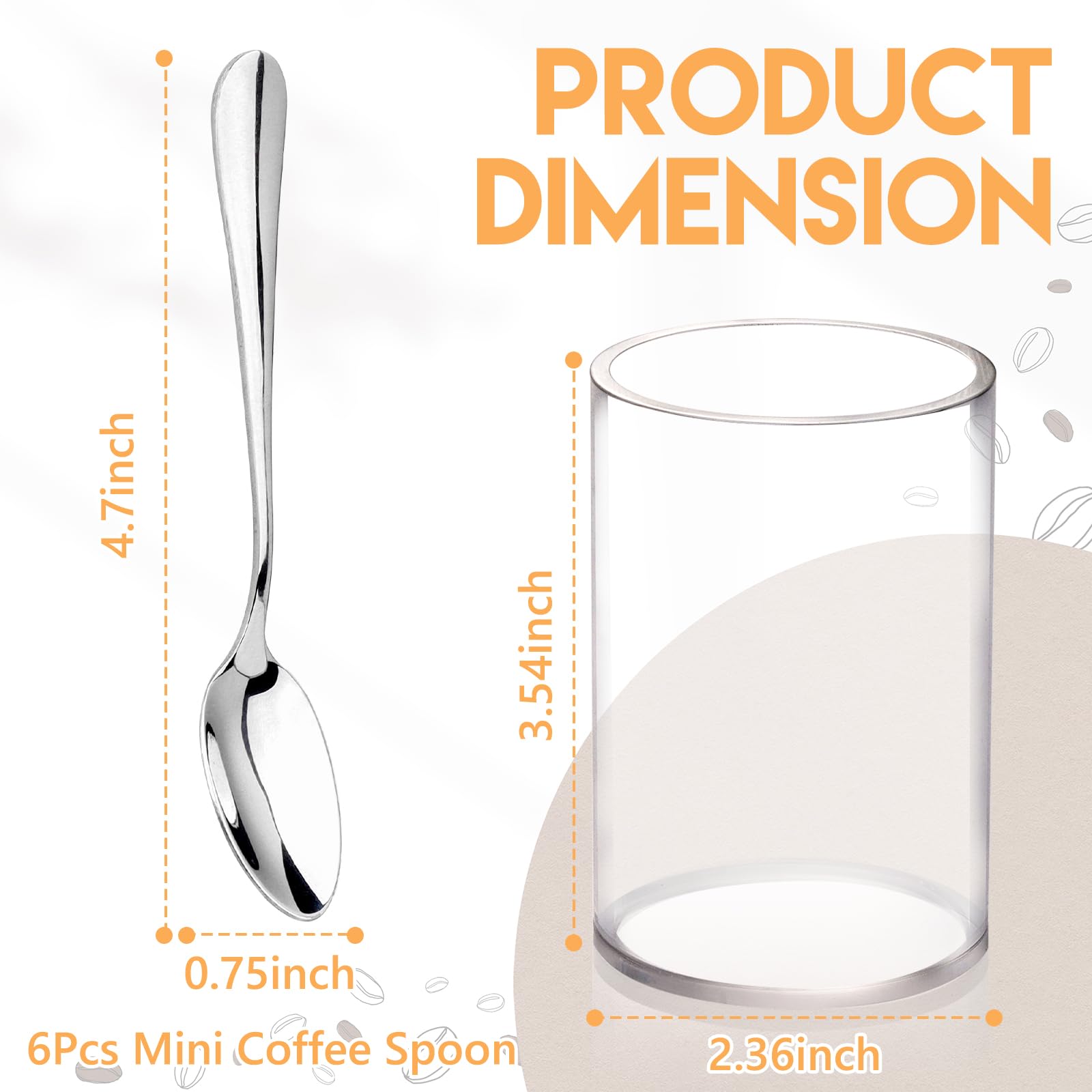 MSHUNKEJI stainless steel espresso spoons shine beside a sleek acrylic holder.