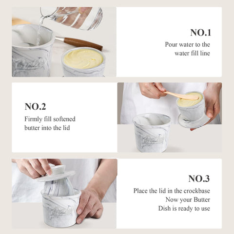 MSJGA butter crock lid being filled demonstrates simple daily usage