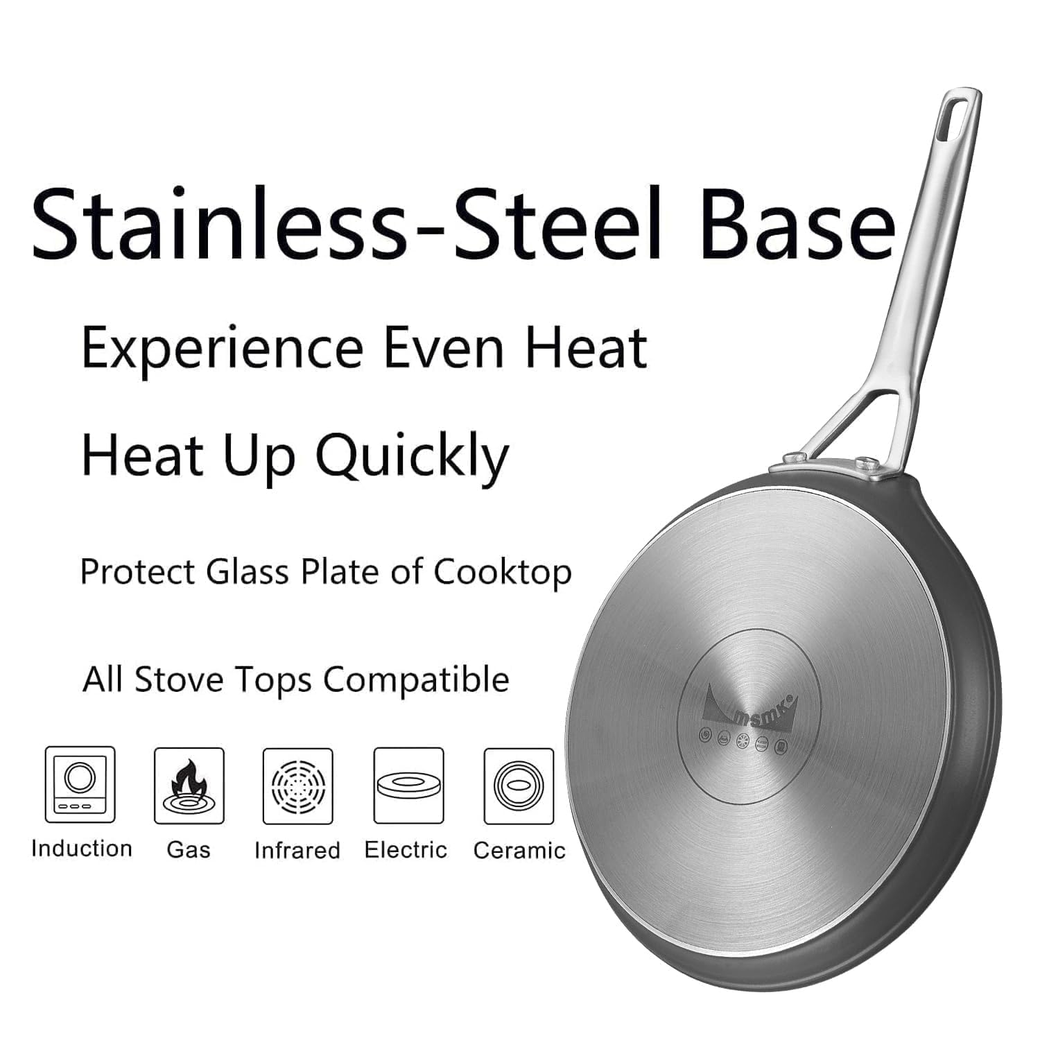 MsMk 4mm stainless base delivers fast, even heating across the surface.