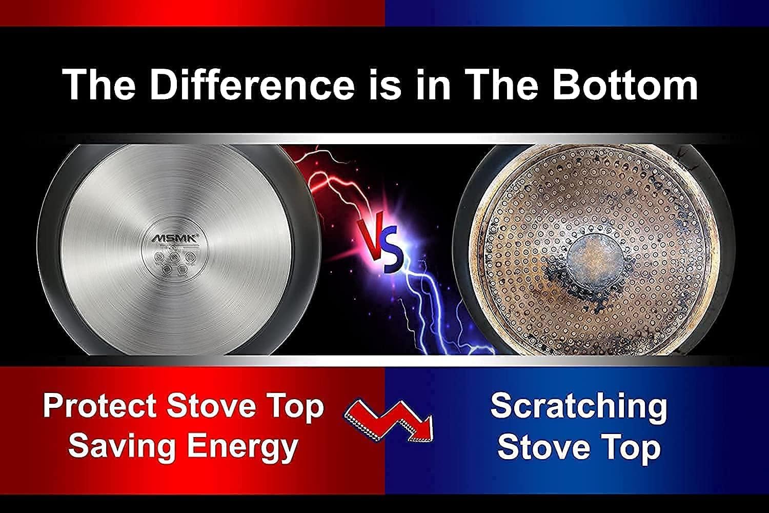 MsMk pan on induction stove demonstrates versatile compatibility