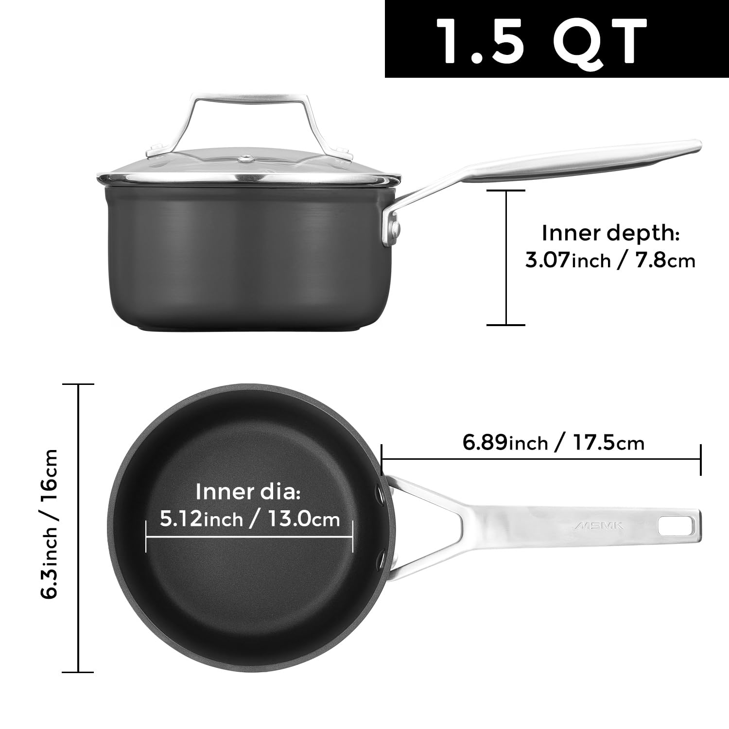 MsMk induction-compatible bottom for even heat distribution.