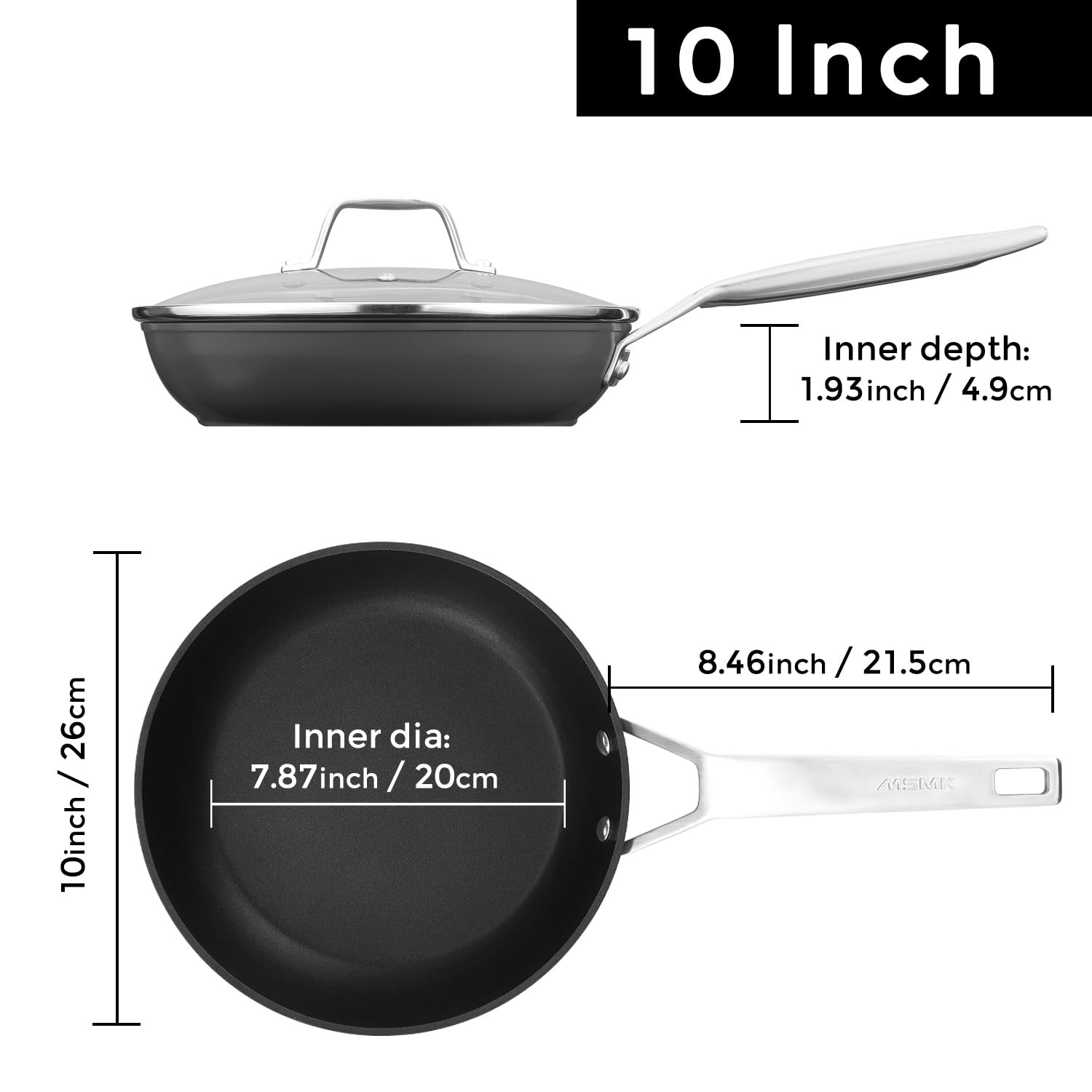 MsMk nonstick surface resists scratches with wooden spatula