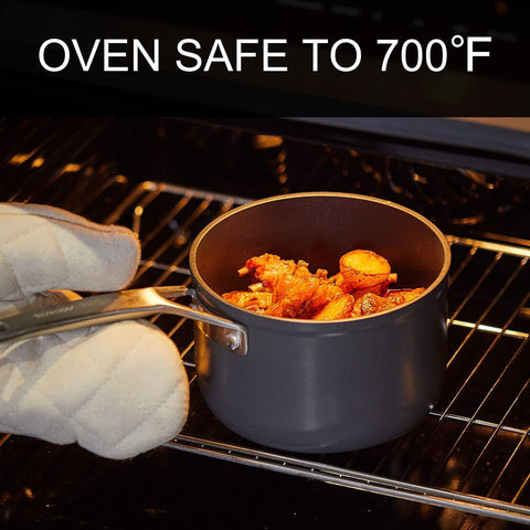 MsMk scratch-resistant pan tolerates high heat up to 700°F.