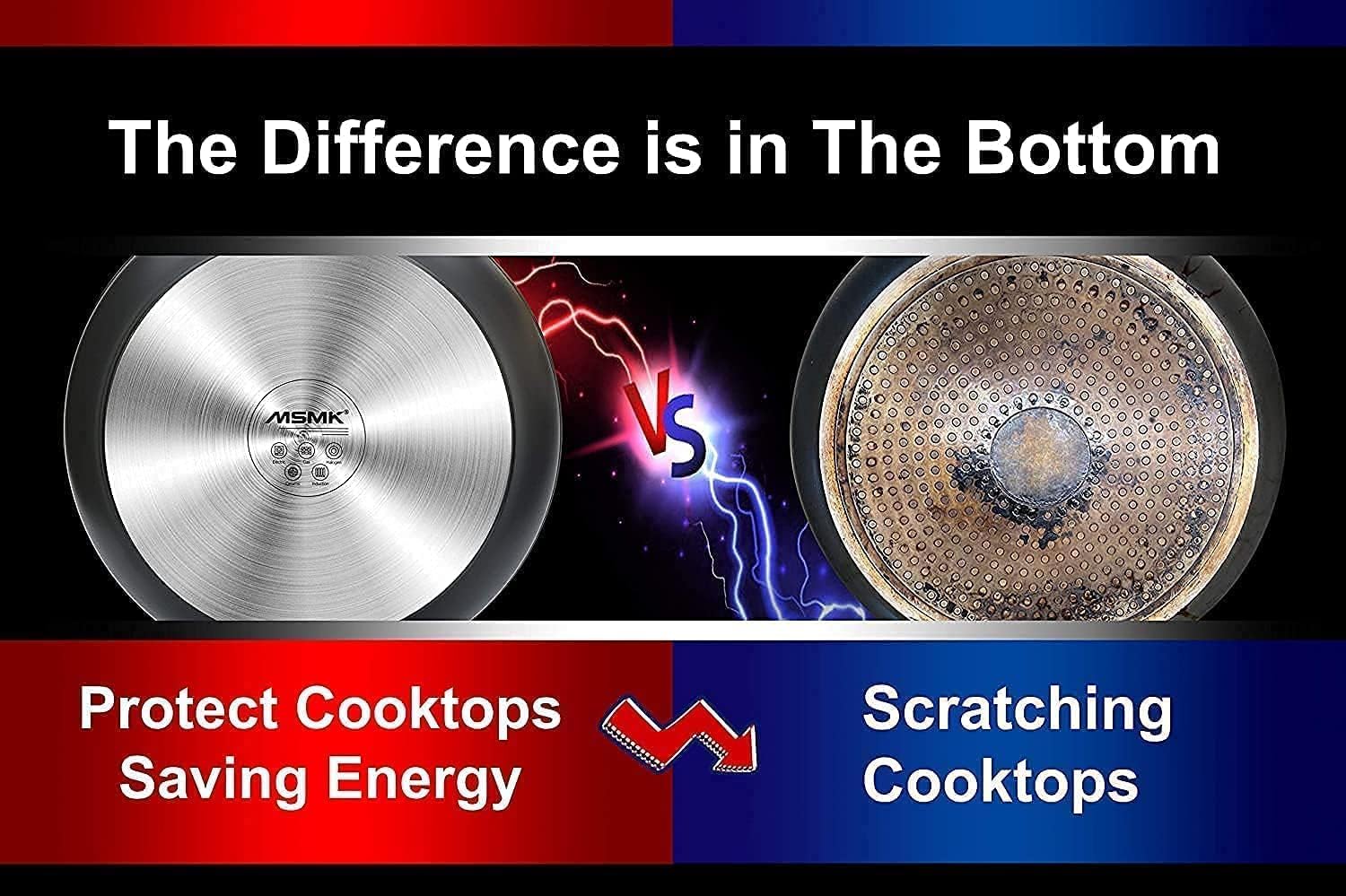 MsMk induction-compatible skillet works smoothly on induction cooktops.