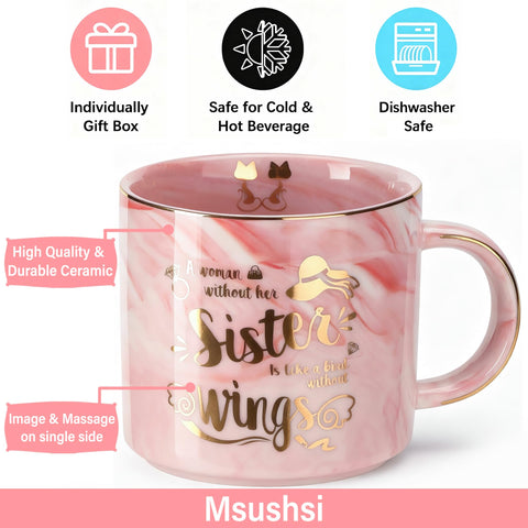 Msushsi pink ceramic mug with gold trim for special occasions