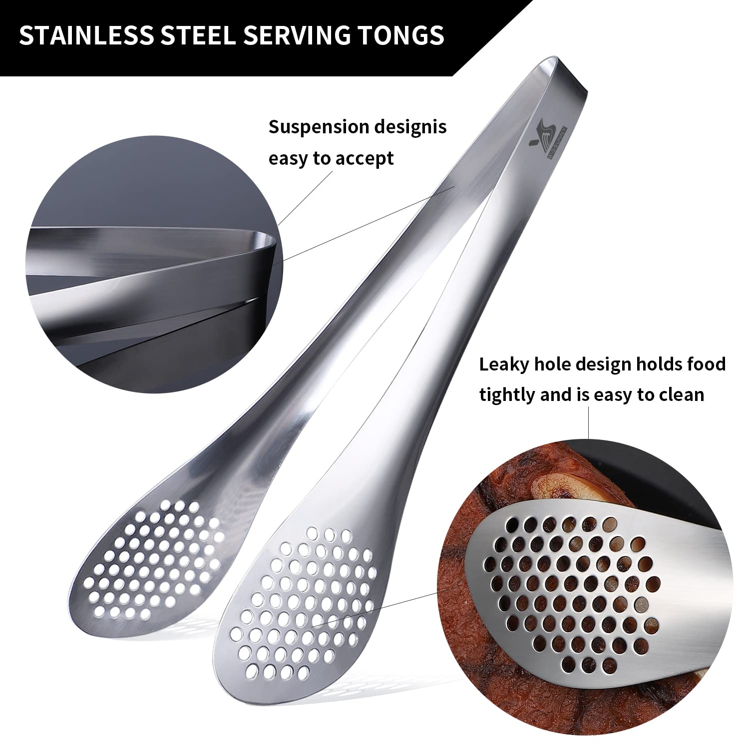 MSY BIGSUNNY 11-inch tongs ready for everyday kitchen tasks in a drawer