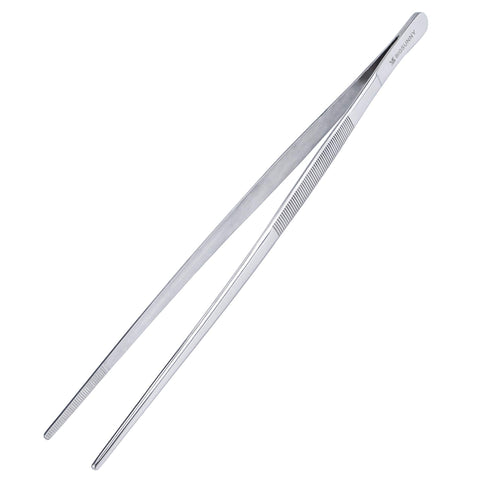 MSY BIGSUNNY 12-inch tweezers close-up showing fine teeth for precise gripping.
