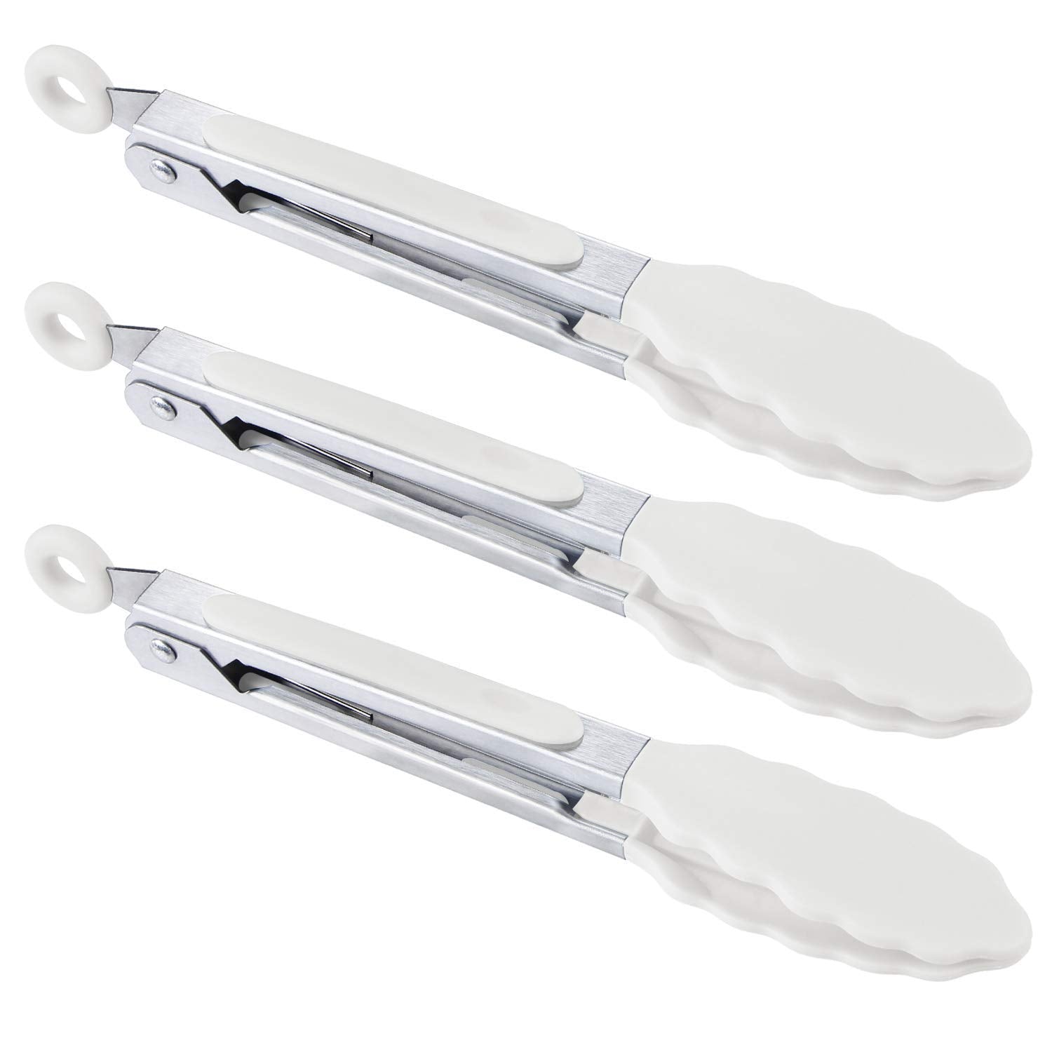 MSY BIGSUNNY 7-inch tongs snow white front view for versatile kitchen serving.