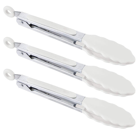 MSY BIGSUNNY 7-inch tongs snow white front view for versatile kitchen serving.